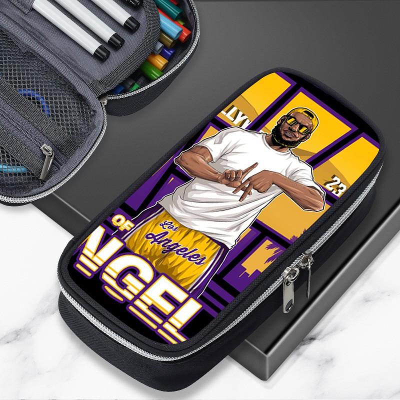 Cartoon NBA Basketball Star Stephen Curry Inspired Pencil Case Kids Boys Girls Large Capacity School Organizer