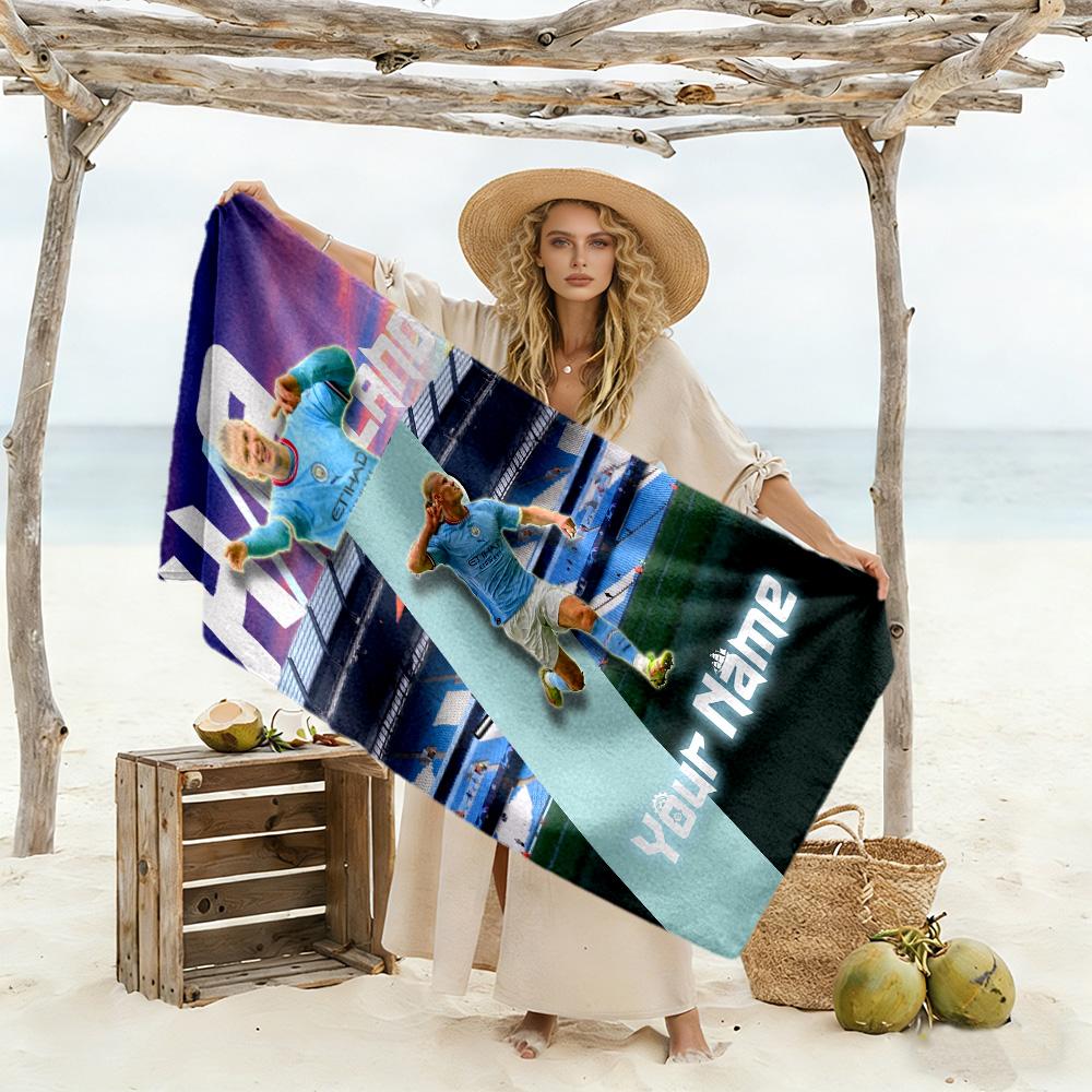 Haaland Customized Name Beach Towel Quick-Dry Soft Microfiber Suitable for Sports Travel Swimming Yoga Bathroom Beach And Pool