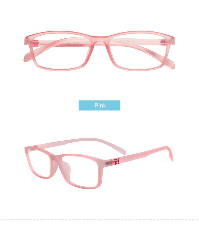 

Colorful TR90 Men Women Transparent Blue Rectangular Flexibility Plastic Spectacle Full Rim Glasses Frame For Prescription Lens розовый