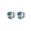 Retro Peony Earrings Men's Original Personality National Style Guochao Enamel Color Classical Men's Earrings