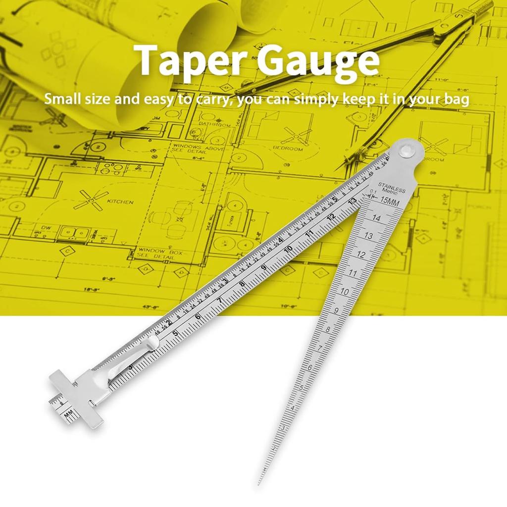 High Precision Tapered Ruler Metric Taper Gauge Stainless Steel Tapered Bore Gauge Vernier Caliper Engineer Depth Measurement Ruler