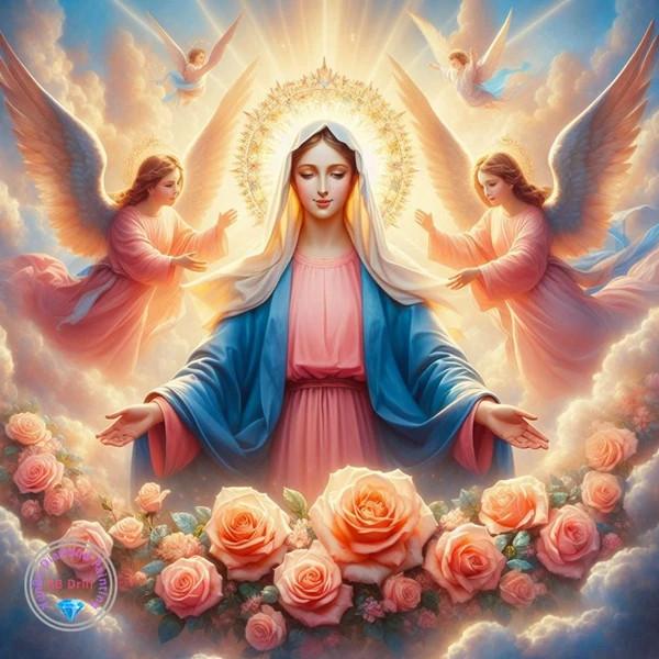 

Алмазная вышивка 5d Мозаика Дева Мария Домашний декор Икона Роза Алмазная живопись Новый Портрет Религиозные Стразы Round 20x20cm