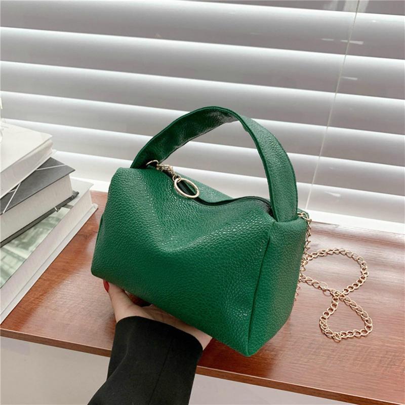 Crossbody Bag Space-Saving Large Capacity Zipper Closure Portable Handle Detachable Shoulder Strap Decorate Square Women Chain Shoulder Bag