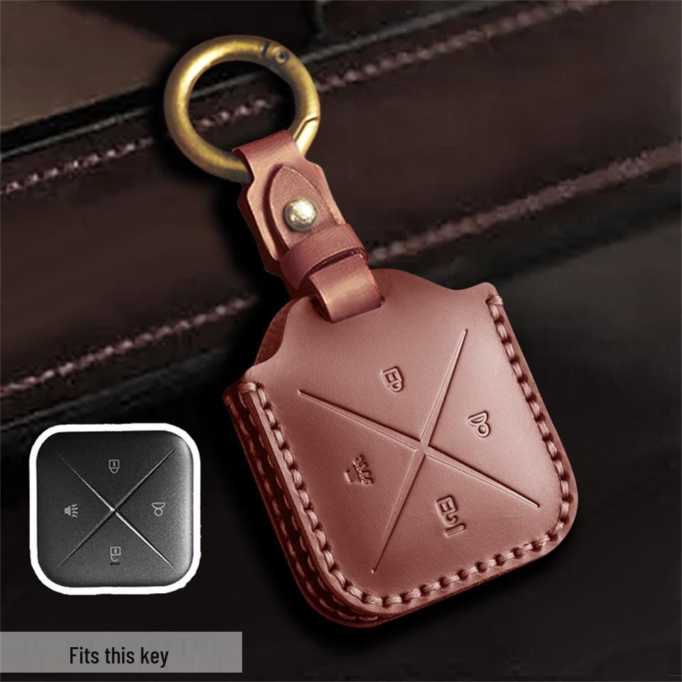 

Кожаный чехол для ключа для 2024 Buick E5/E4 New Energy Vehicle пульт дистанционного управления коричневый