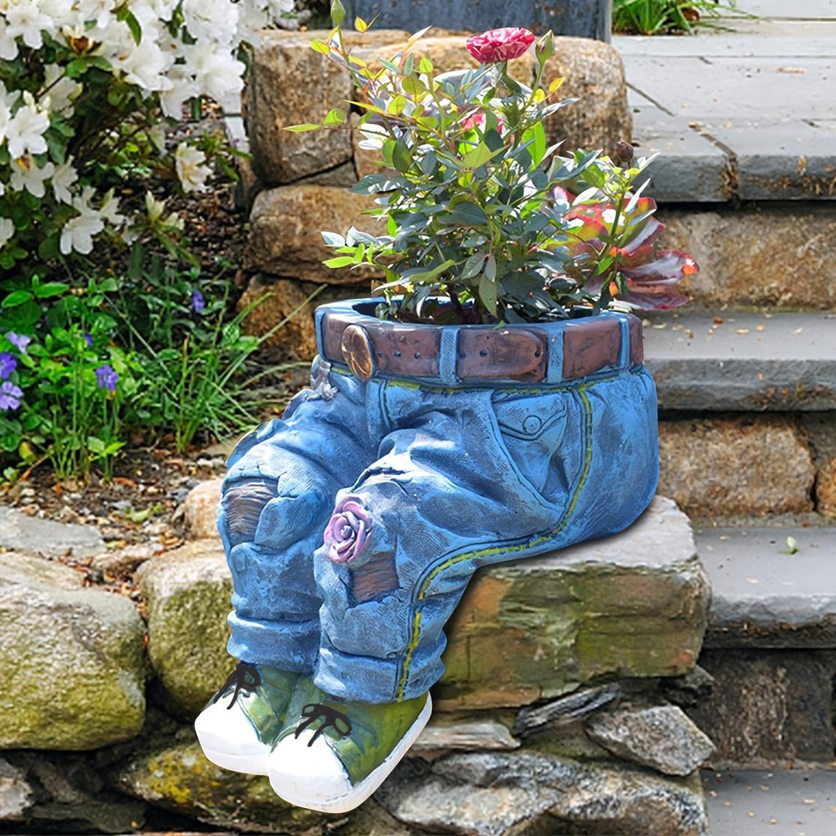

Jeans Patio Decorative Planter Arrangement Resin Crafts Patio Design Vintage Aged Patio Decorations Planter (Without Plants)