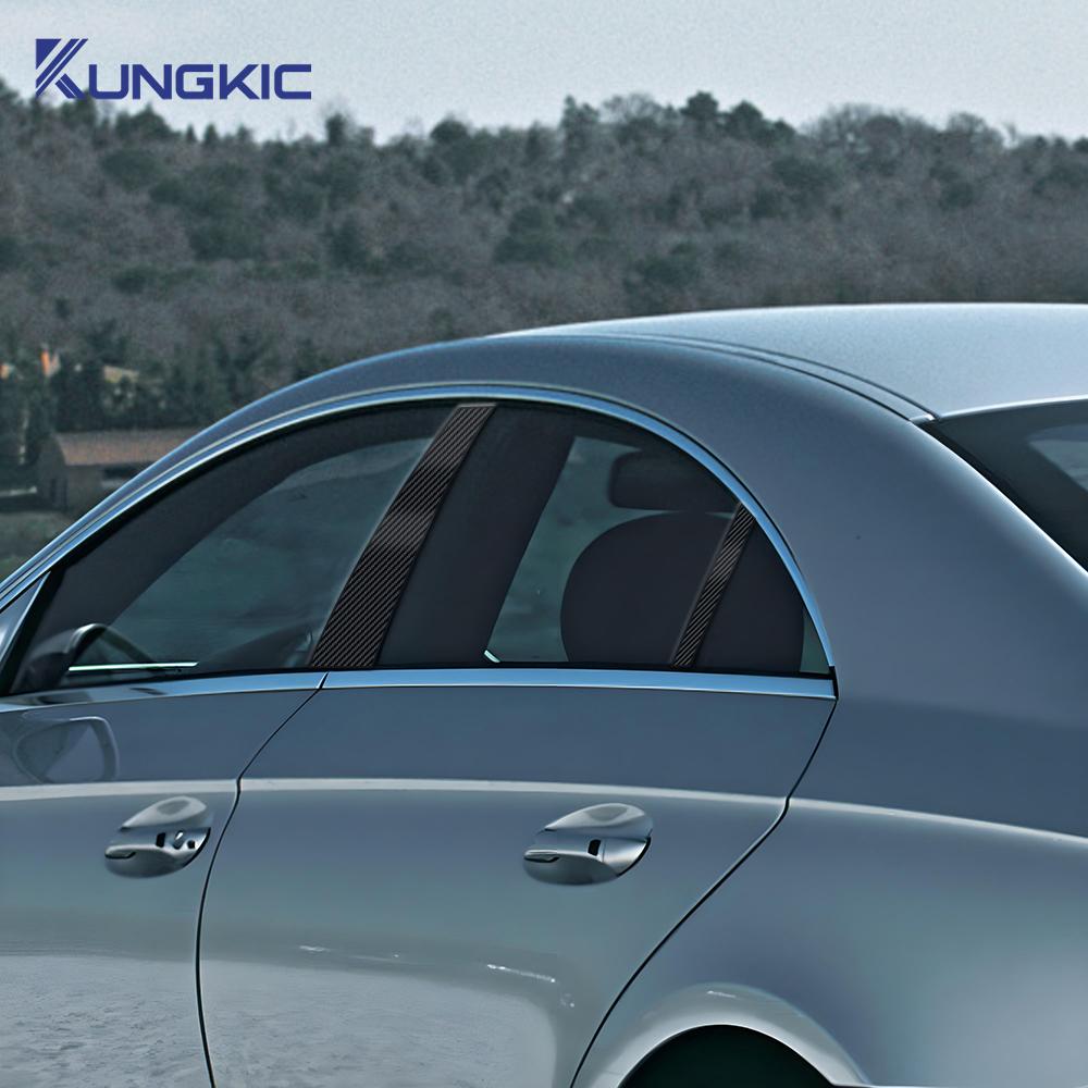 For 2004 2005 2006 2007 2008 2009 2010 Mercedes-Benz CLS C219 Glossy Black B Pillars Sticker Carbon Fiber Style