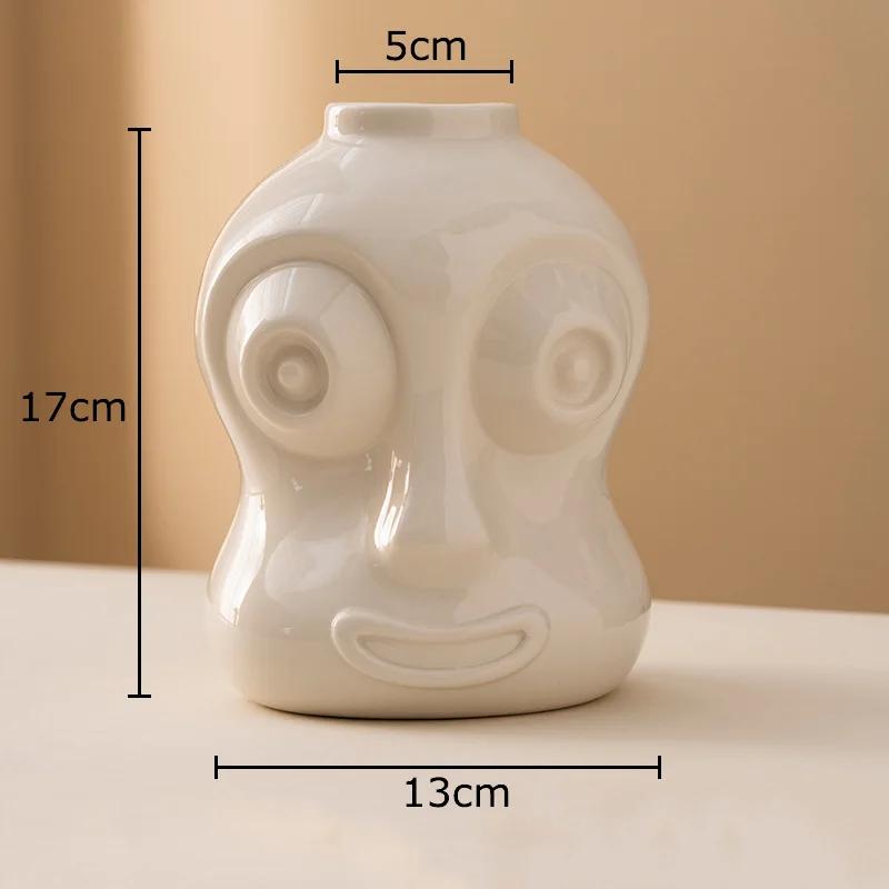 Creative Big Eyes Figures Ceramic Vase Plant Pots Table Decoration Flowers Arrangement Creative Floral Vase Room Aesthetic Decor