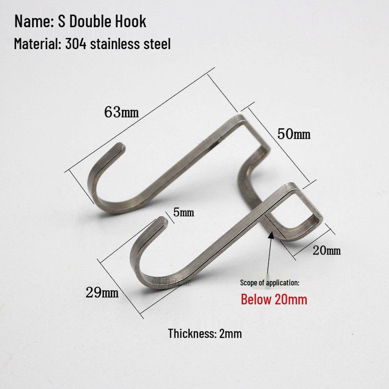 304 Stainless Steel S-Shaped Hook Wall & Cabinet Storage Rack for Bathroom and Kitchen