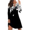Women's Casual Comfortable Print Long-sleeve Chest Hollow Big Swing Dress