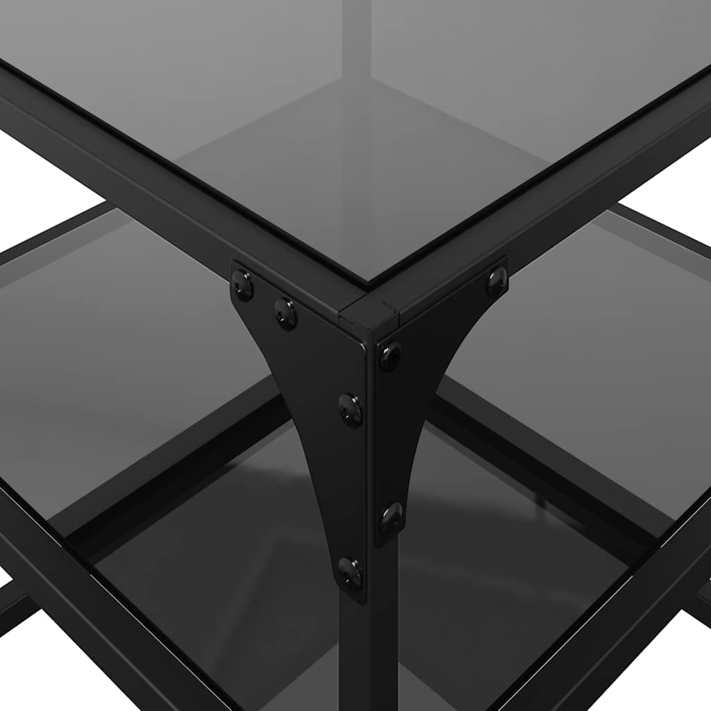 Coffee Tables with Glass Tops 2 pcs Black 40x40x45 cm Steel