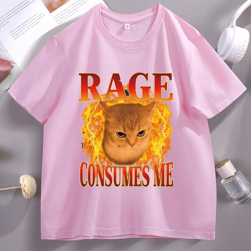 Funny Cat Meme T Shirt Rage Consumes Me Tshirt For Unisexs Unisexs Angry Cat Kitten Graphic Tee Casaul Crewneck Short Sleeve