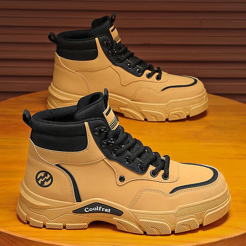 Autumn Men's Shoes New Breathable High-top Martin Boots Men's Trend Versatile Platform Tooling Shoes Casual Short Boots Trendy Shoes
