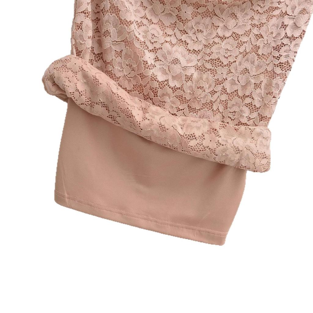 Light Luxury Nude Pink Lace High-Waisted Midi Pencil Skirt for Women – Flirty, Alluring, Figure-Hugging Autumn/Winter Style