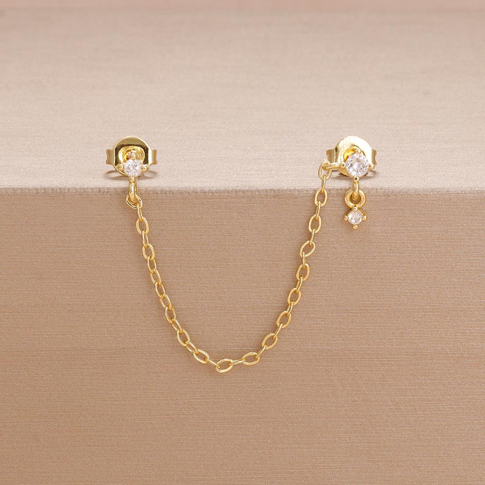 New Stainless Steel round Chain Tassel Ear Line Stud Ximang Seller in Europe and America Simple Style Rings Women