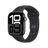 Apple Watch Seria 10 GPS + Cellular, Carcasă de 46mm, Carcasă din Aluminiu Onyx, Curea Sport Neagră M/L, MWY43ET/A