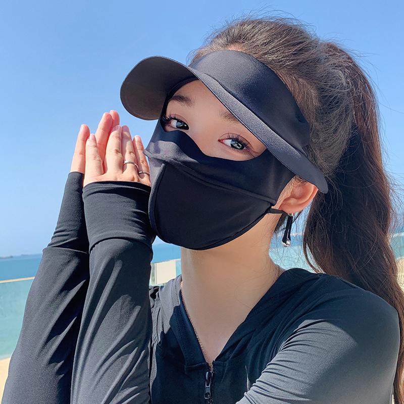 New Ice Silk Sun Protection Mask Upf50+ Full Face Anti-Uv Neck Scarf Dustproof 3D Breathable Sunshade Face Mask Outdoor 1Pc