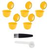 Coffee Machine Capsule Kit Reusable Coffee Filter Cup Accessories Fit for DOLCE GUSTO(Yellow 5 Capsules1 Spoon 1 Brush)