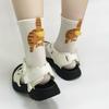 3PAIRS Cartoon 3D Cat Eggs Funny Mid-length Women's Socks Soft Breathable Personality Socks