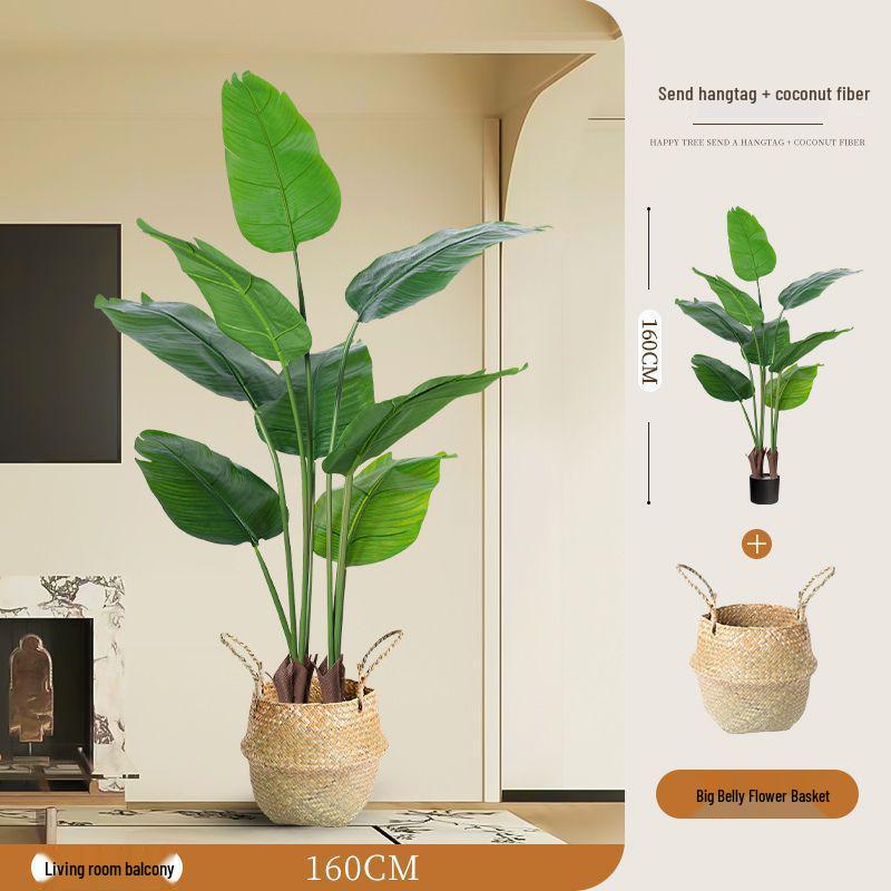 Large Faux Bird of Paradise Tree - Indoor Living Room Floor-Standing Luxury Green Plant Decor