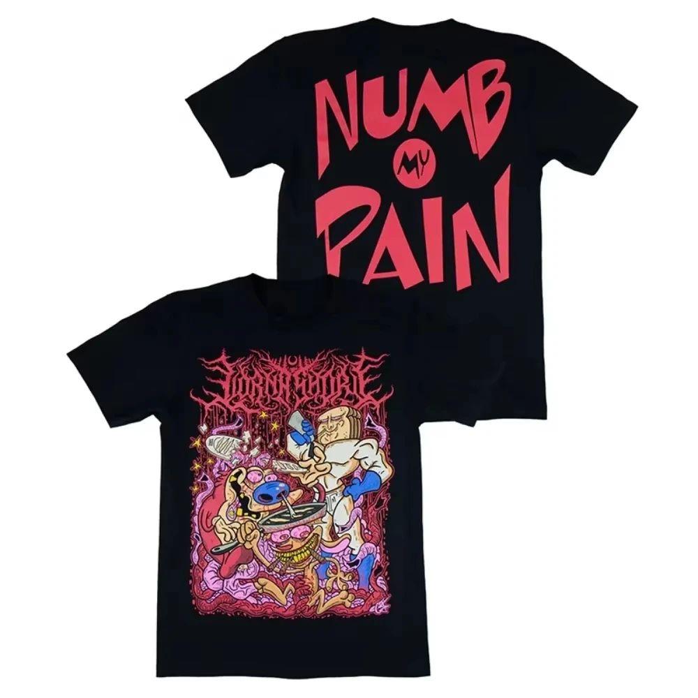 Punk Rock Print Pattern Tops Dark Wind Heavy Metal Rock Punk Print Street Wear Print T-shirt Casual Loose Cotton Top Unisex
