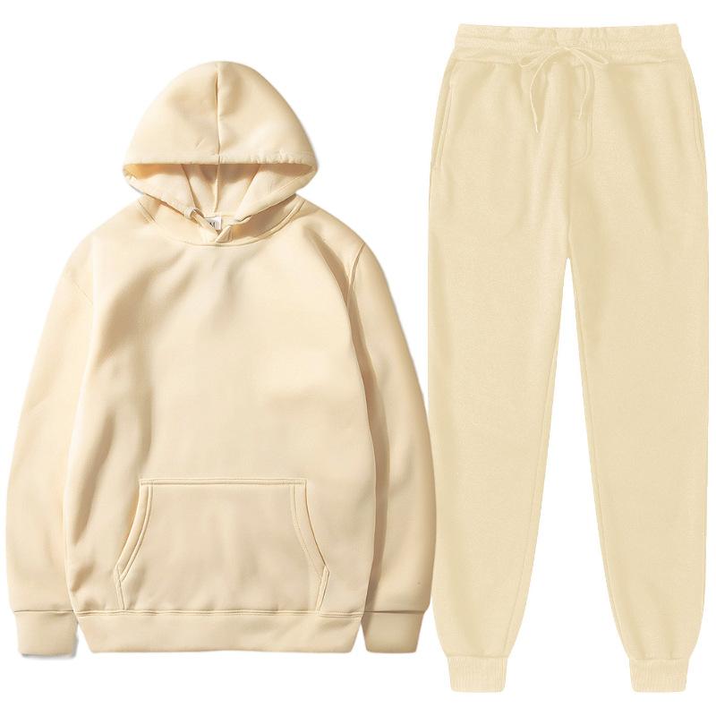 Kışlık Eşofman Takımları İki Parçalı Setler Kadın Eşofman Çift Sonbahar Pantolon Kapüşonlu Sweatshirt Takım Kadın Günlük Düz Renk Kapüşonlu Spor Giyim