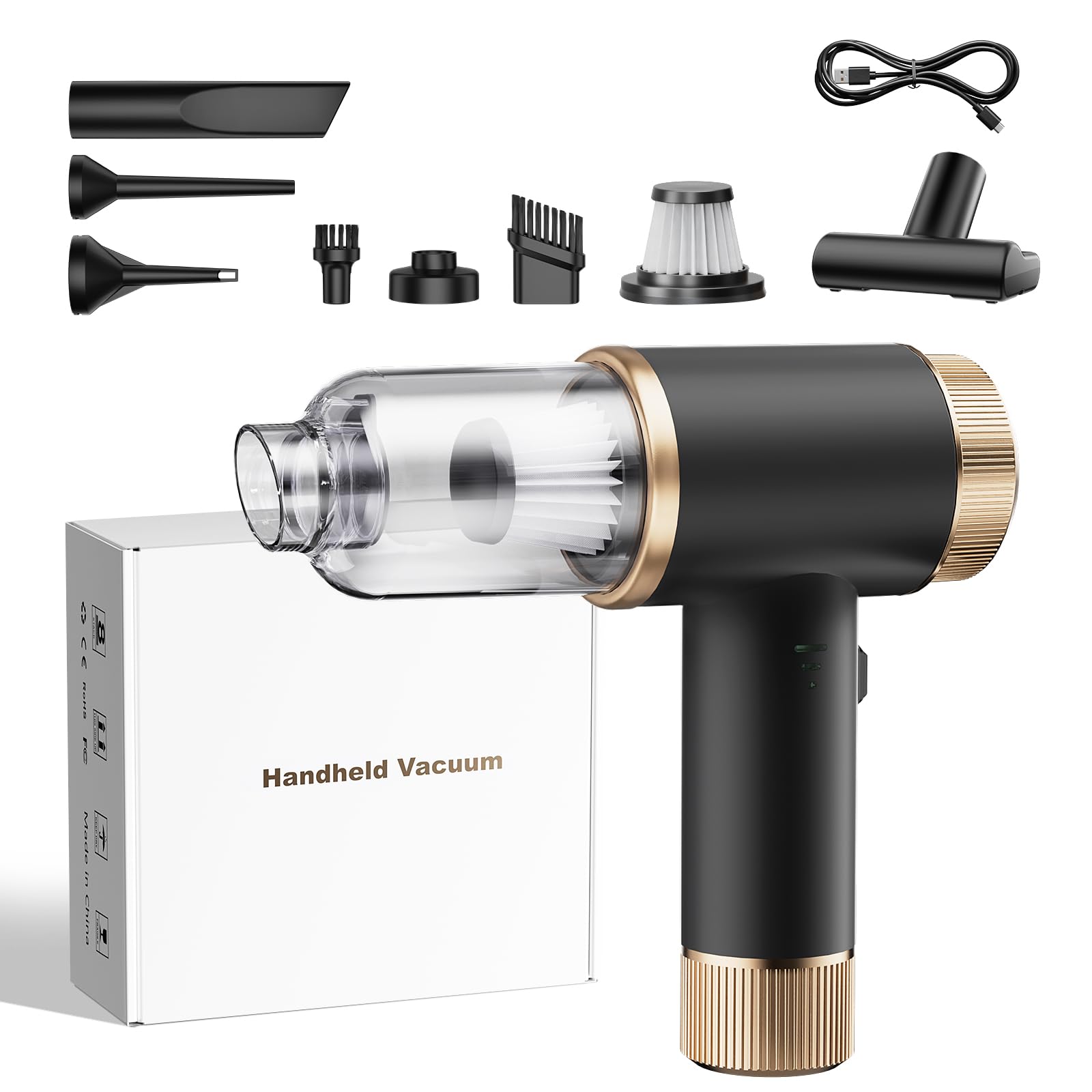 

Dantee 2025 Handheld Car Vacuum Rechargeable Cordless Powerful Powerful Compact Fast Low Lightweight for Car Commercial Keyboard Car Interior