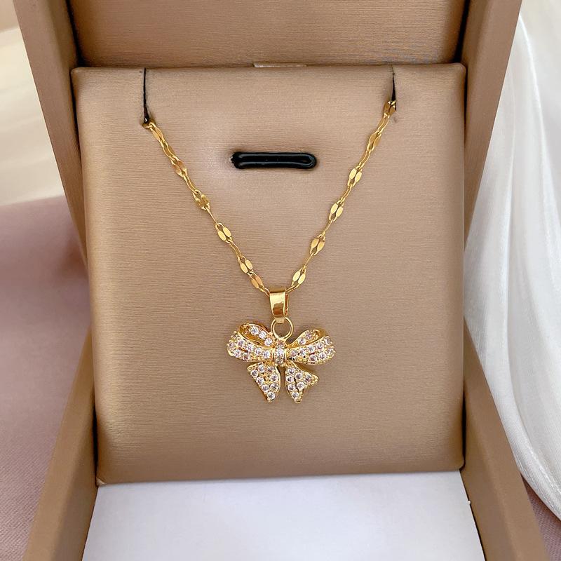 Buy Bow knot necklace female 2022 young 