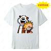 Calvin And Hobbs Tiger Hug Printed Tshirt American Retro Comic Unisexs And Unisexs Short Sleeve Shirt