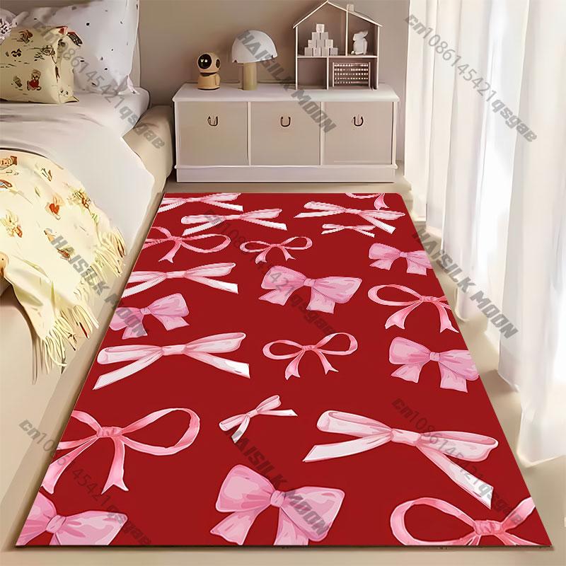 Pink decorative bows pattern carpet Yoga living room room decor children's crawling mat doormat area rug games mat
