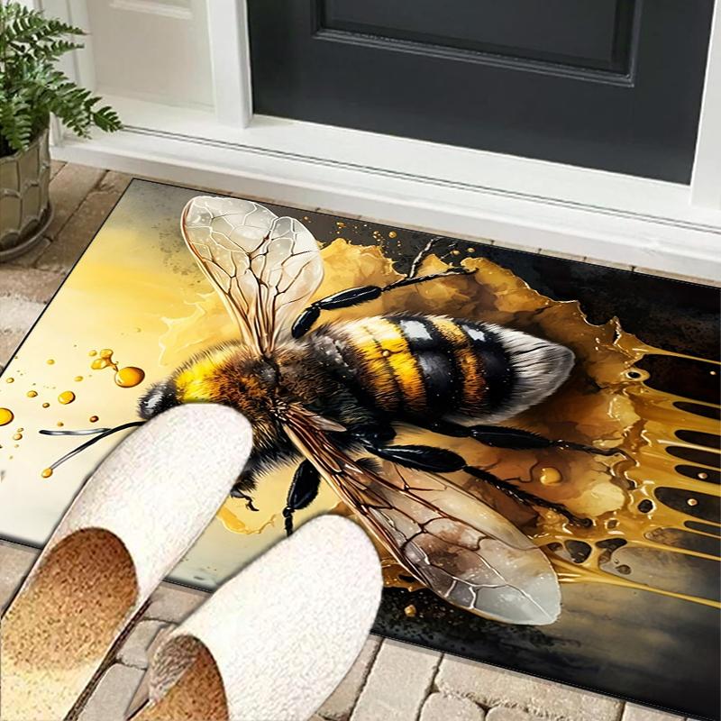 Bumblebee And Sunflower Office Rug Chair Mat, Entryway Carpet, Suitable for Front Door, Bedroom, Living Room, Desk, Holiday Gift
