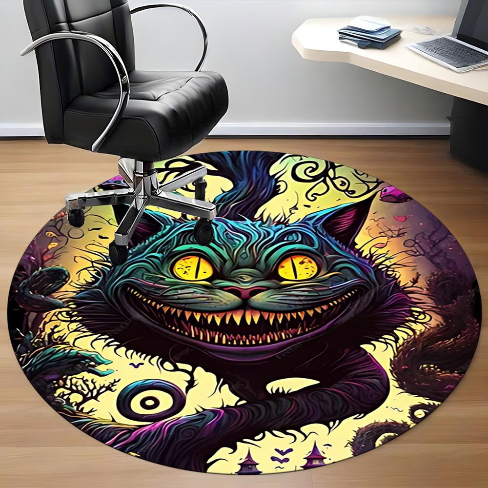 1pc Cat Fantasy Office Round Area Rug, Indoor Mat Suitable For Office, Under Office Chairs Bedroom Living Room Home Decor, Room Deco