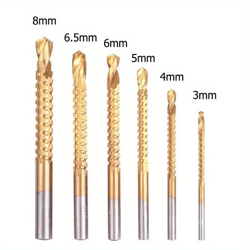 6pcs Twist Drill Bit Set 3-8mm Suitable for Serrated Grooving Cutting Tap Spiral Metal Plastic Hole Woodworking Tools