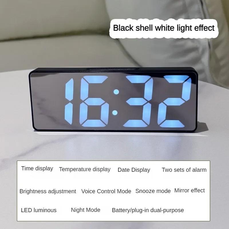 

Зеркало Цифровой Будильник Светодиодные Часы Температура Календарь Дисплей Питание Регулируемая Яркость Украшения Стола Электроника Дом