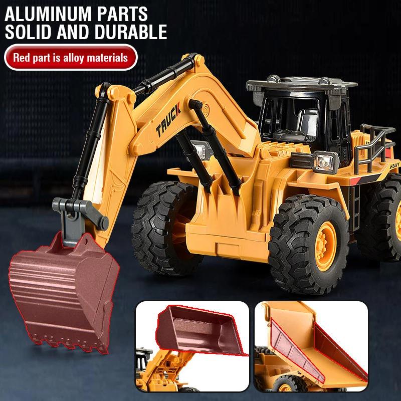 Non-Toxic 2.4G Alloy Rc Excavator Dump Truck Bulldozer Remote Control Multi-Functional Engineering Vehicle Children'S Toys For Kids Gifts