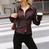 Women Shirt Lapel Long Sleeve Striped Print Shirt Buttons Placket Slim Fit Versatile Tops Daily Wear