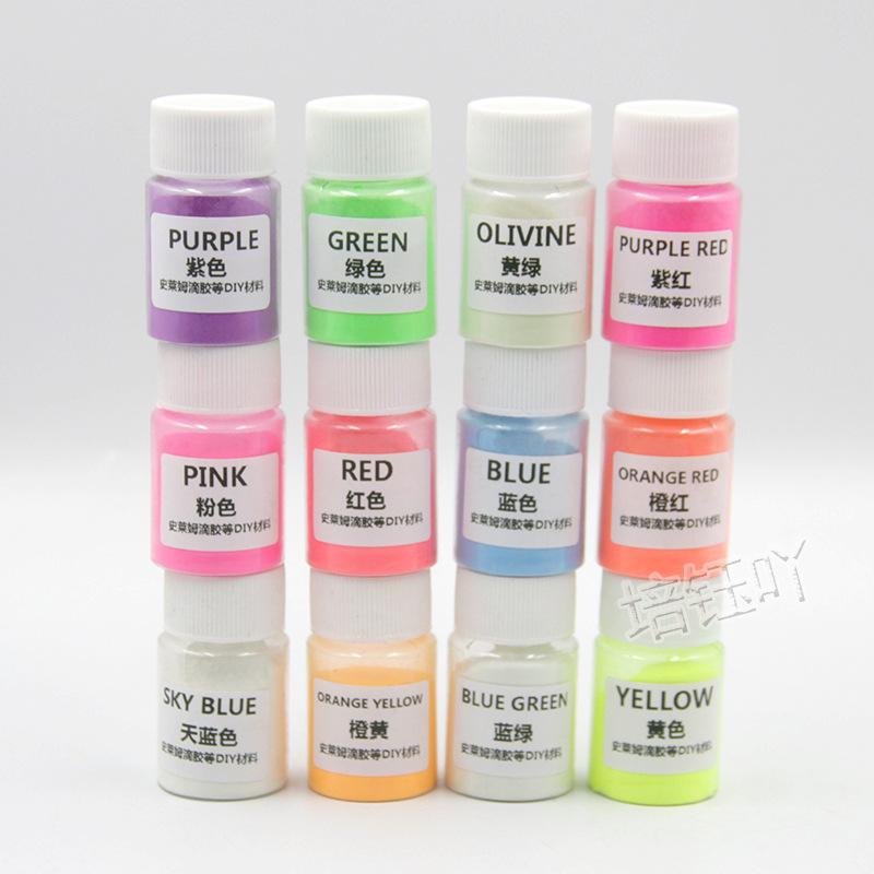 

12-Color Glow in The Dark Pearl Powder 20g Fluorescent Glitter for Candle Making Nail Art Resin Crafts