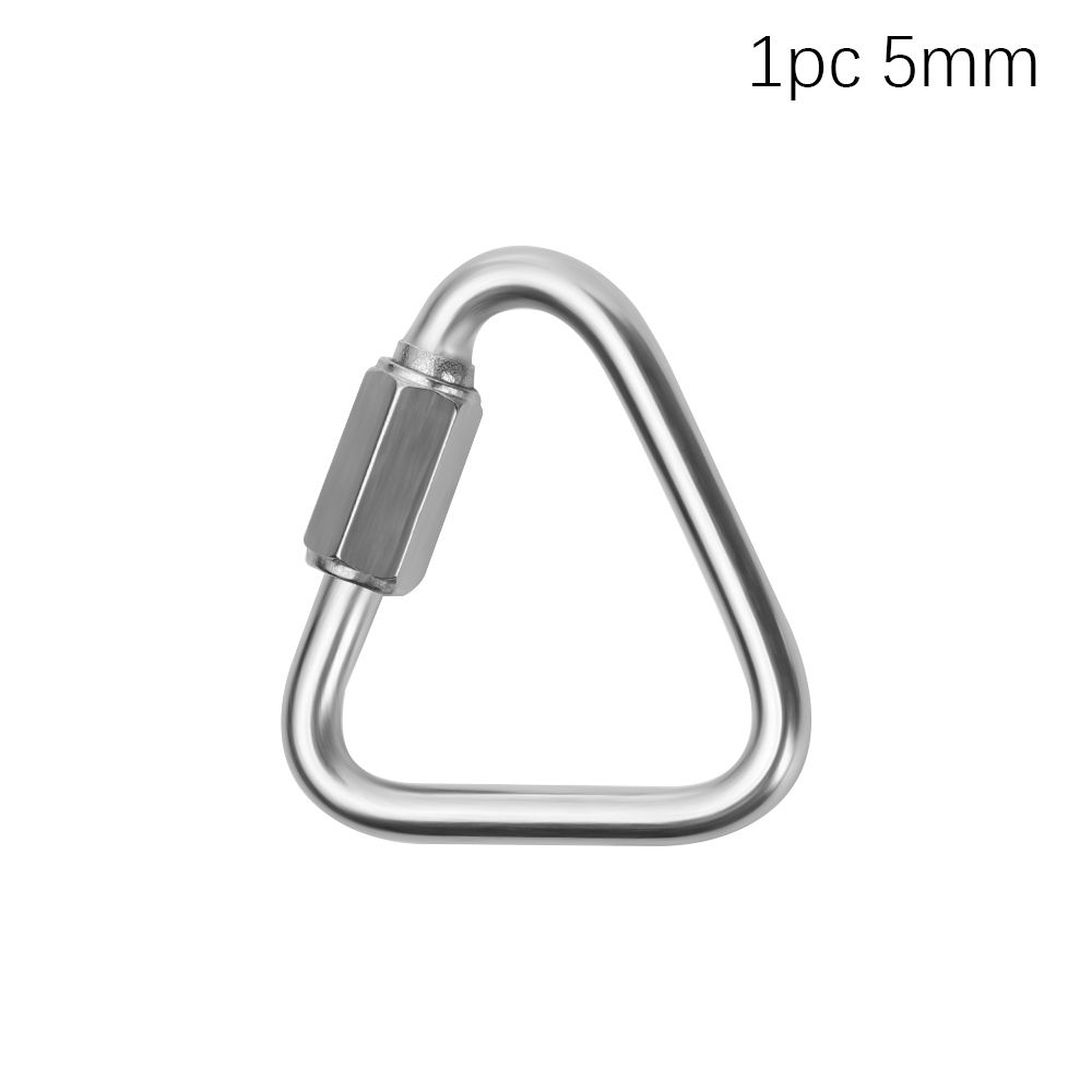 Stainless Steel Triangle Carabiner Outdoor Camping Hiking Keychain Snap Clip Kettle Buckle Chain Screw Lock Accessories
