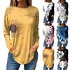 Dames Losse Ronde Hals Print Lange Mouw T-shirt Top Pullover