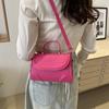 Fashion Small Square Bag Portable Small Square Bag Textured Pu Shoulder Bag Niche Versatile Messenger Bag Women'S Bag