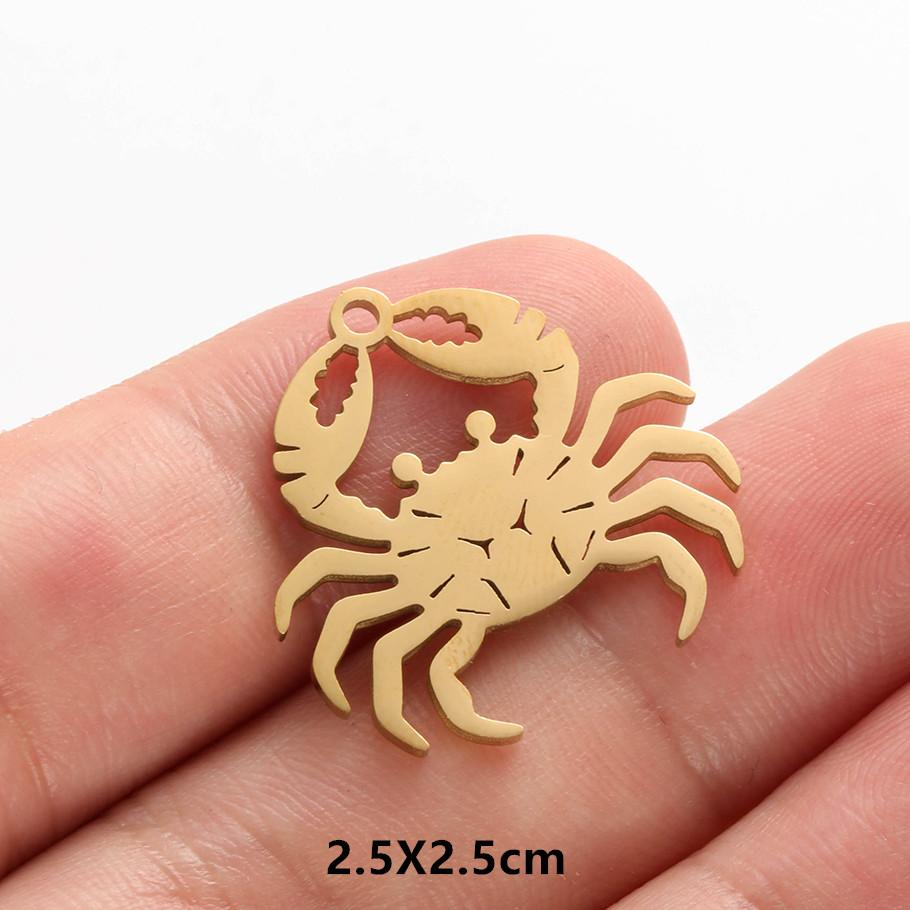 6pcs Fashion Animal Pendant Sea Turtle Tail Horse Stainless Steel Lobster Bird Charms for Jewelry Making Bulk Handmade Keychain
