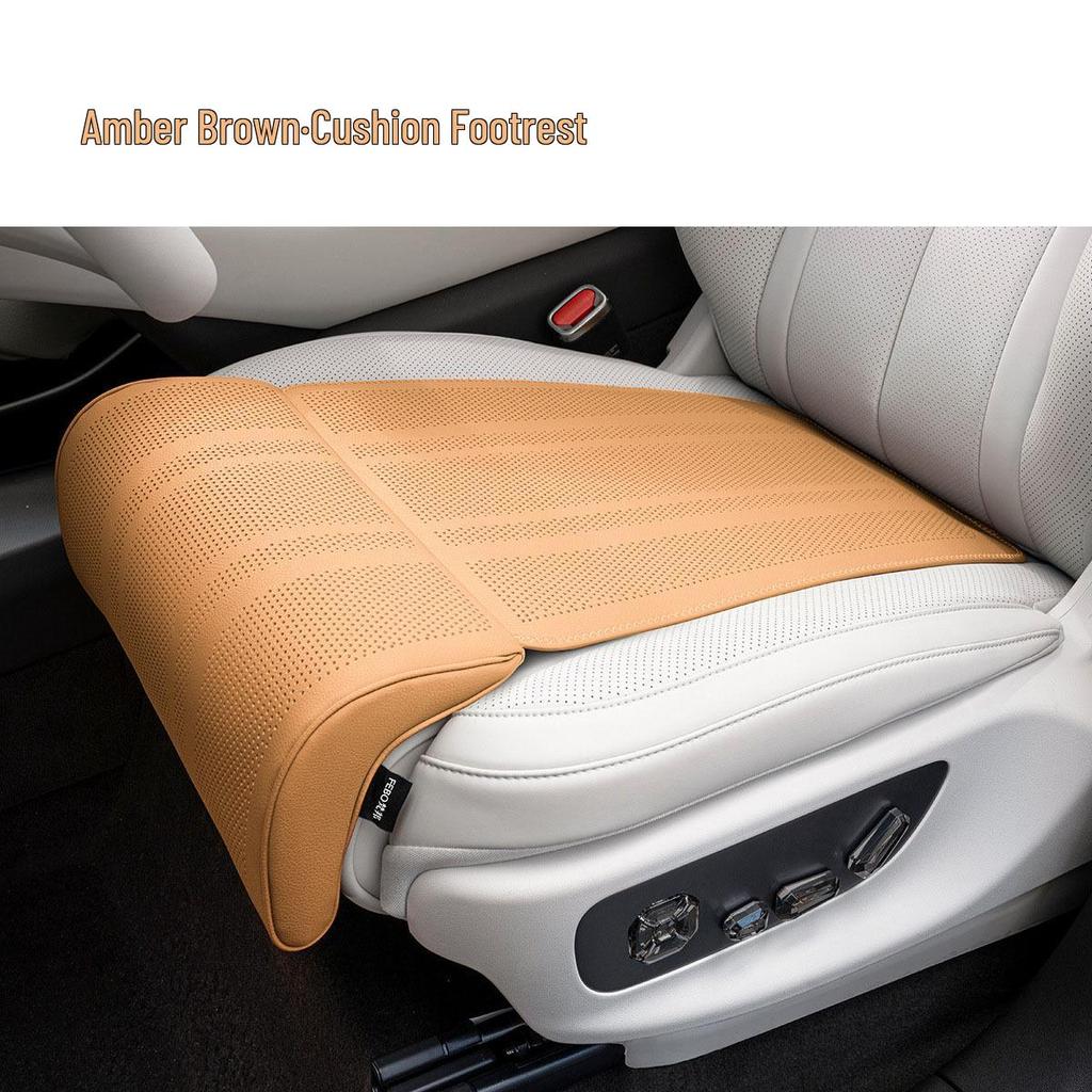 Premium Nappa Leather Car Seat Leg Rest Extension Cushion - Breathable Driver & Passenger Support