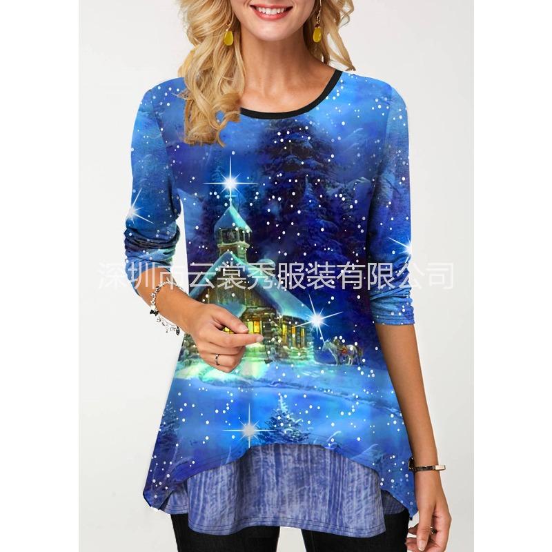 IHUASU Women's Fashion Casual Long Sleeve O-Neck Blouses & Shirts