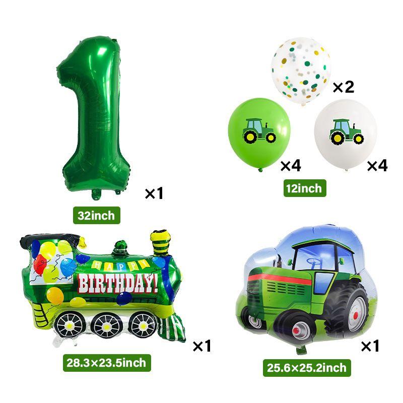 Traktor Zug Aluminiumfolienballon Set, Kinder Erster Geburtstag Party Dekorationszubehör