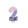 Gradiente Roxo Vela de Aniversário 1 Ano Sereia Vela de Aniversário para Bolo Brilhante Concha de Peixe Marinho Topper de Vela para Decoração de Festa