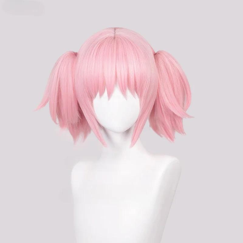 Anime Madoka Kaname Cosplay Synthetik-Perücke Hohe Qualität Rosa Kurze Clip-Pferdeschwänze Hitzebeständiges Haar Party Anime Cosplay-Perücken