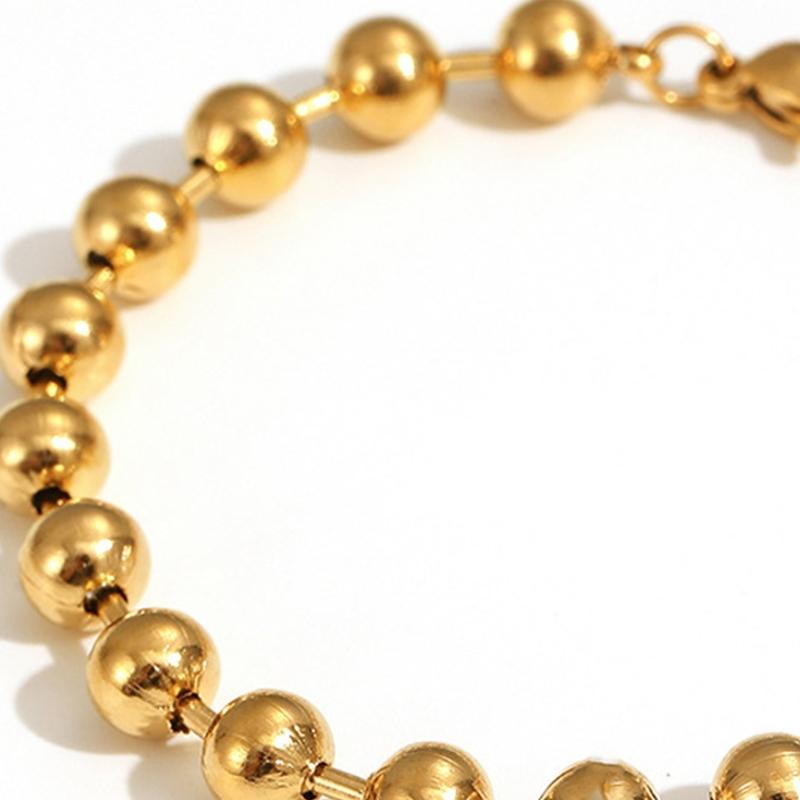 Stainless Steel Beaded Bracelet With 6mm Or 8mm Beads For Women And Men Smooth Polished Design For Daily Wear