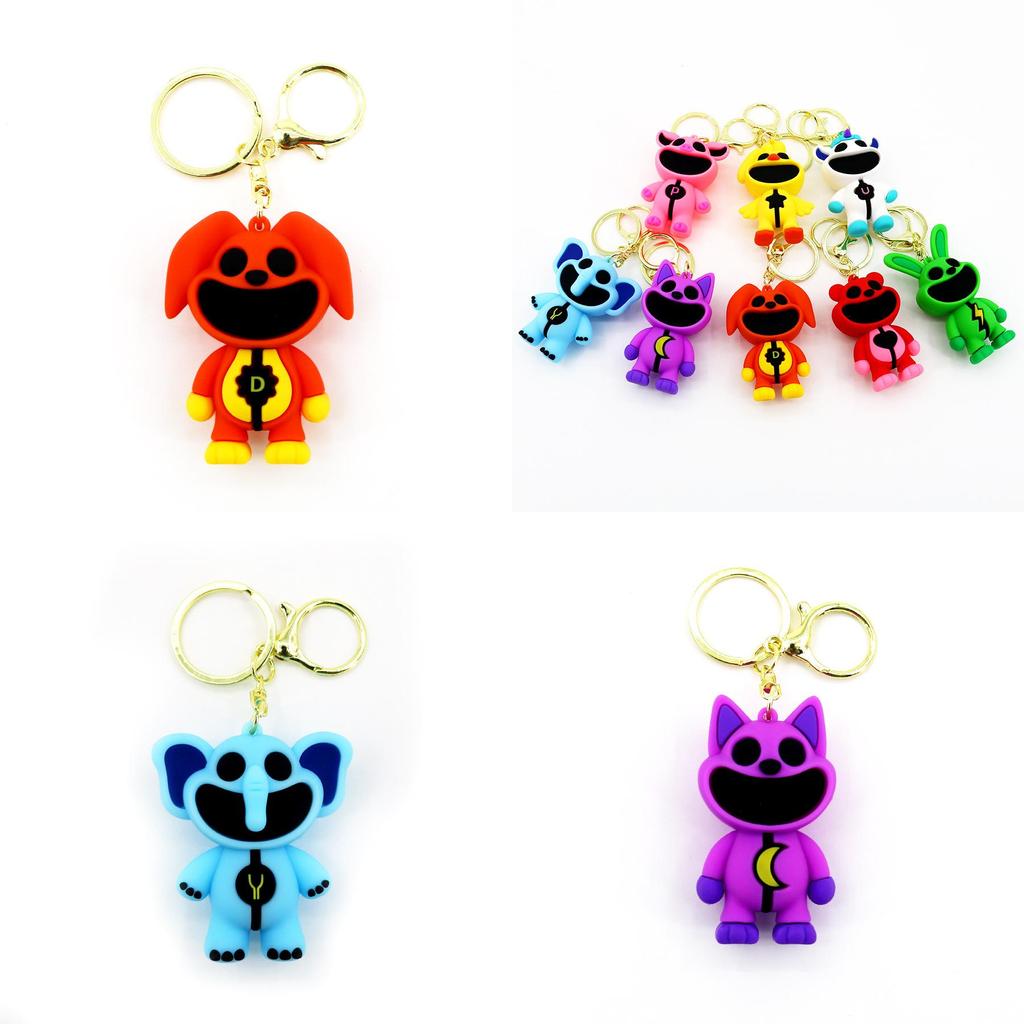 Smilingcritters Bobi Game Time 3 Cute Animal Keychain Big Mouth Monster Pendant Purple