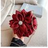 Red Flower Clutch Purse Women Round Evening Bag Crystal Diamond Wedding Silk Handbag Exquisite Chain Shoulder Bags