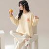 Autumn and winter sweet casual pajamas women's round neck long-sleeved trousers set loose can be worn outside spring and autumn women's loungewear