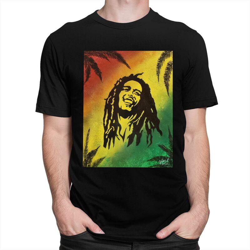 Custom Jamaica Reggae Rock Bob Marley T Shirts for Men 100 Cotton Tee Tops Tshirt Casual Tshirt Clothes